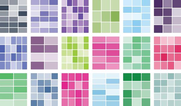 Geometric colorful gradient swatches grid for modern design backdrop element vector