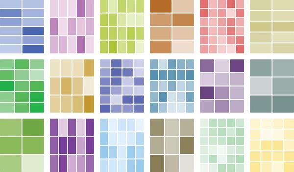 Abstract collection of various color palettes in grid and linear patterns vector