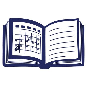 Open Diary with Calendar Page Marked Showing Important Date and Planning with Lines Ready for Notes and Reflections vector