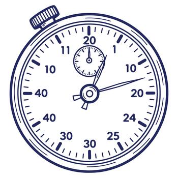 Isolated stop watch illustration for measuring time and accuracy concept depicting deadline countdown and measuring intervals with precise hand drawn details vector