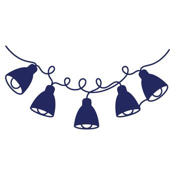 festivo cuerda luces icono en azul ofrecimiento un alegre decorativo ilustración para invitaciones y diseño proyectos vector