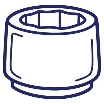 Isolated Automotive Socket Tool with Dark Blue Outline on a White Background for Engineering Projects and Repair Manuals vector