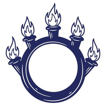Burning Torches Ring with Empty Center for Text or Logo Emblem of Light and Guidance vector