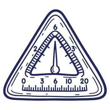 Stylized Triangular Meter Icon with Needle Showing Measurement Displaying Numbers in a Scale Format vector