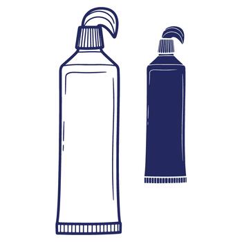 Two HandDrawn Style Tubes of Cream or Paint in Different Sizes with Simple Outlines vector
