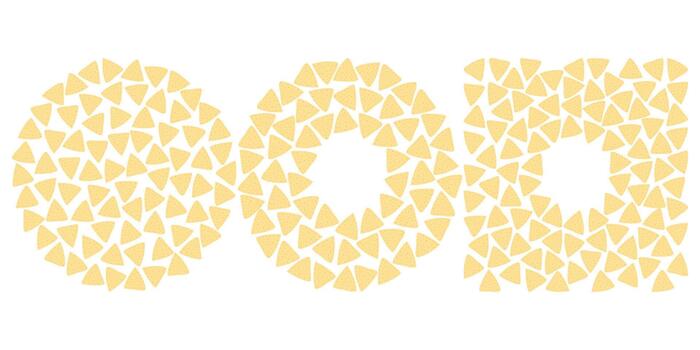 Hand drawn Nachos Circular and Square Frame Border Copy space Template and Round Backdrop Mexican Cuisine Minimal Flat Design Set. Isolated illustration Mexican Related Content Menu card, price vector