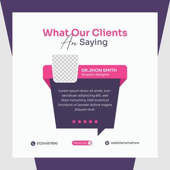Creative feedback and testimonial square layout for client satisfaction presentation vector
