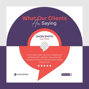 client feedback square banner template with customer rating and review layout vector