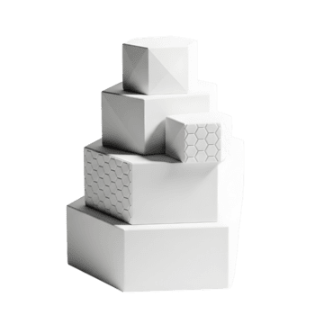 Modern geometric display blocks with honeycomb patterns create a striking avant garde architectural composition perfect for product showcases png