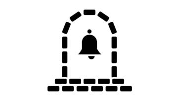 un' campana entro un' tratteggiata arco rappresenta notifiche raggiungendo attraverso confini, simboleggiante accesso, comunicazione, e ponte digitale informazione canali video