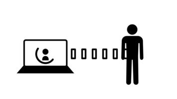 An image of a person emerging from a laptop illustrates digital projection, symbolizing virtual presence, communication, and the merging of technology with human interaction video