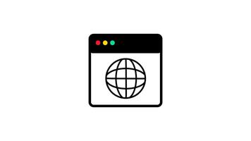 A browser window with a globe icon represents global web access, symbolizing connectivity, browsing, and access to information across worldwide digital platforms video