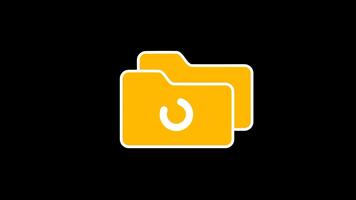 A yellow folder with a circular arrow represents the process of refreshing, updating, or synchronizing files to maintain consistency in a digital environment video