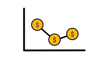 três traçado moedas deslizar mais baixo em uma simples gráfico linha, sinalização mercado mergulhos, estratégico paciência, e reconhecendo recessões Como parte do cada financeiro caminho frente video