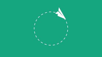 une tournant papier avion encerclant une à pois globe chemin symbolisant global mouvement, communication, et continu international lien à travers le monde video