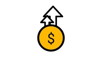 un' singolo moneta sta pronto sotto un' forte verso l'alto freccia, mostrando focalizzata ambizione, fiducioso progresso, e il ottimista salire di valore dove sforzo incontra ricompensa video