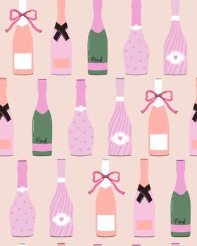 sin costura modelo con diferente botellas de espumoso vino. vector