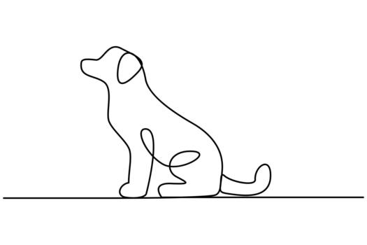 One line minimalist outline of a dog continuous art vector