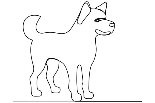 Simple puppy one line drawing minimalist continuous outline vector