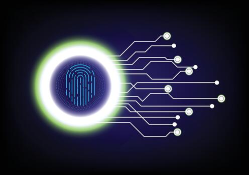 Fingerprint scanner security abstract background concept, abstract tech, Cloud computing, connect to network. Security cyber digital concept fingerprint scan vector