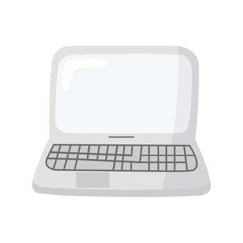 Laptop with blank screen and keyboard, useful for tech, work vector