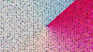 4k abstrait circulaire animation avec pixélisé géométrique motifs et pente couleurs transition de bleu à rose. video