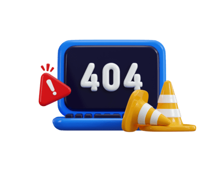 404 erro ícone 3d render conceito do computador portátil computador com 404 erro símbolo e tráfego cone com alerta placa ícone em quebrado navegador erro, página não encontrado ícone ilustração png