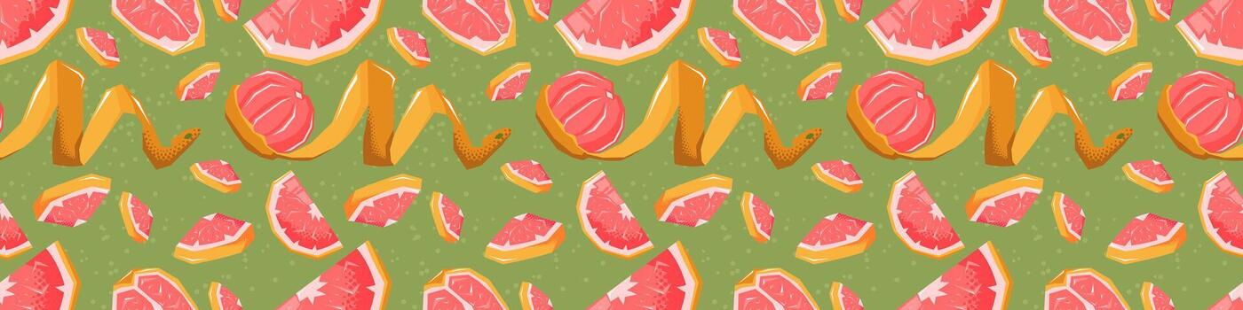 Pattern of grapefruit and melon slices vector