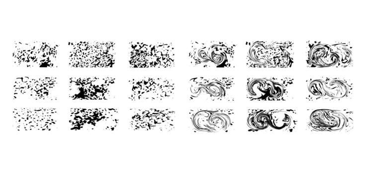 Abstract Ink Texture Set , Black Paint Splash and Swirl Background Collection vector