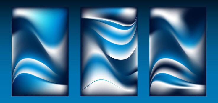 Abstract Blue Metallic Gradient Wave Background with Smooth Flow and Light Reflection ,Perfect for Modern Design, Technology Concepts, and Wallpapers vector