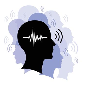 Understanding the brain's auditory processing and how we perceive sound waves through our senses. vector