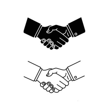 Two distinct images depicting hands shaking in a gesture of agreement and partnership. vector