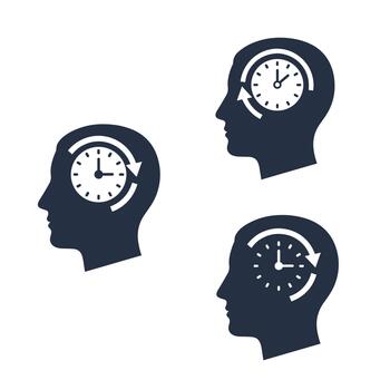 Understanding the passage of time within the human mind and its cognitive processes. vector
