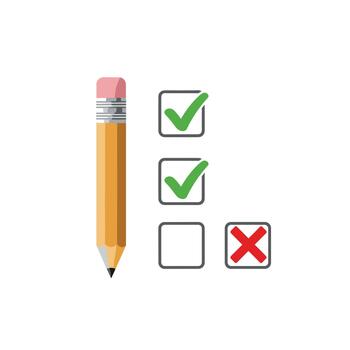 Checklist with pencil marking tasks and choices. vector