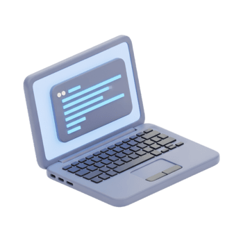 uma lustroso 3d isométrico ilustração do uma computador portátil computador com uma programação código interface em Está tela, simbolizando moderno Programas desenvolvimento e tecnologia png