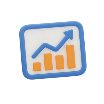 3d representación de un vibrante azul y naranja grafico icono ilustrando robusto financiero crecimiento y negocio éxito, ideal para digital analítica y actuación visualización proyectos png