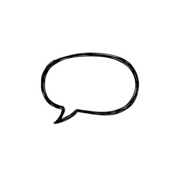 A simple hand-drawn speech bubble illustration with a white background and black outline, perfect for adding dialogue to designs vector