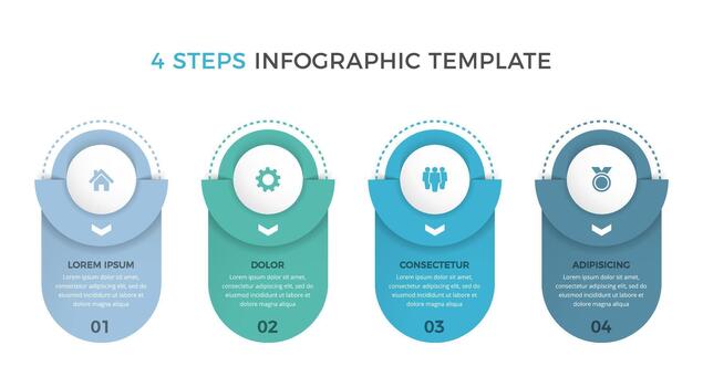 Infographic template with four parts, process, workflow chart vector