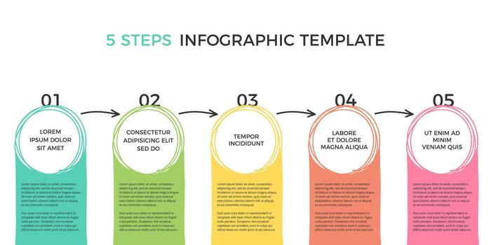 Infographic template with five hand drawn elements with place for your text vector