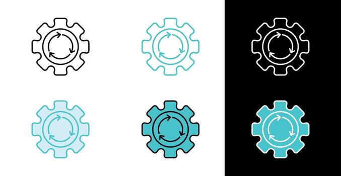 Gear with circular arrows icon for process automation in line and fill style vector