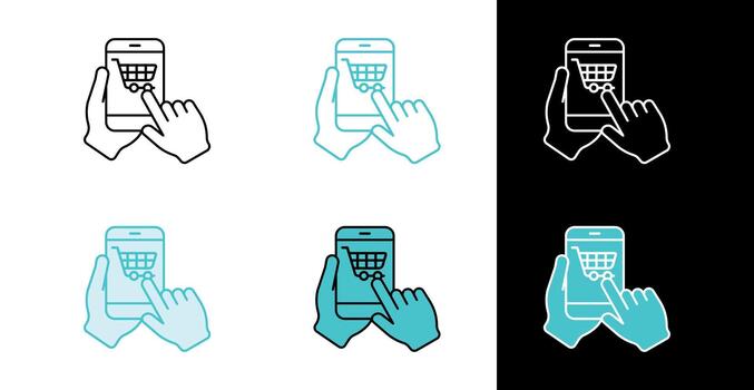 Add to cart button icon for mobile shopping and online retail in line and fill style vector