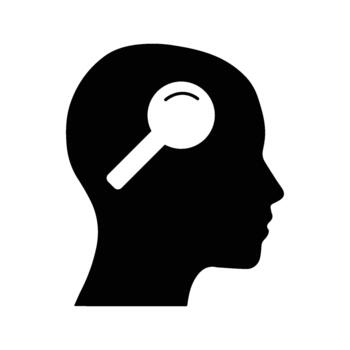 Silhouette of Head with Magnifying Glass Inside Symbolizing Insight Analysis and Deep Thinking Concept vector