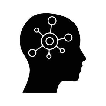 silueta de humano cabeza con resumen red icono dentro para concepto de pensando ai y conexión vector