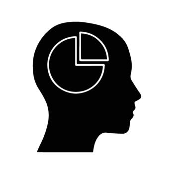 Silhouette of Human Head with Pie Chart Icon Inside for Data Analysis and Business Strategy Concept vector