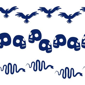 Horizontal border, set Magic and heavens seamless pattern, with magical elements Symbols of witchcraft vector