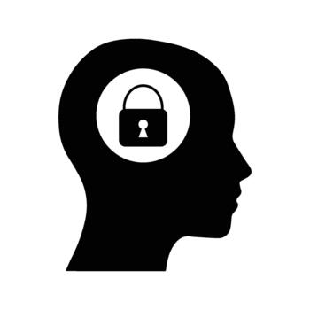 Conceptual Icon of Locked Mind Mental Blockage or Cognitive Security Symbol vector