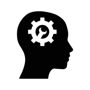 Silhouette of Human Head with Gear and Wrench Inside Concept for Problem Solving Maintenance and Engineering Mindset vector