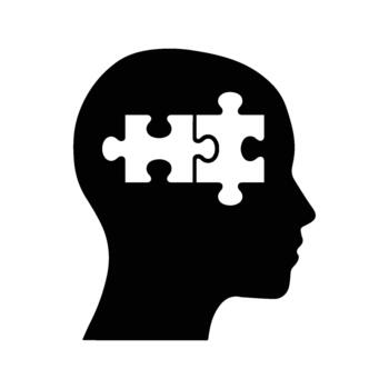 Silhouette of Human Head Profile with White Puzzle Pieces Inside Symbolizing Thought Memory and Problem Solving Concept vector