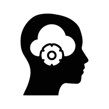 nube informática cerebro engranaje icono para ai tecnología y digital estrategia concepto vector