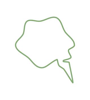 Wavy outlined chat box icon in light green, with hand drawn balloon and speech bubble as message comment. Talk form for conversation, modern communication and circle symbol element. vector